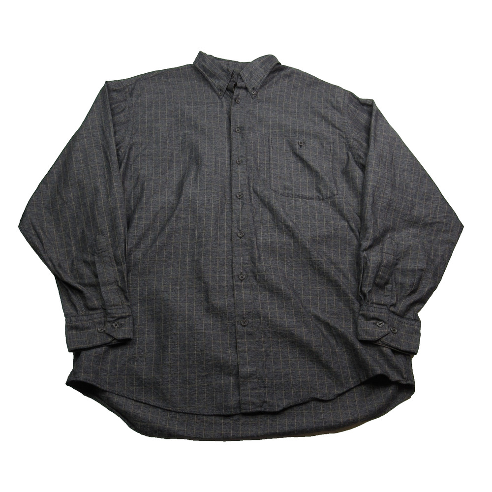Scott Barber Mens Buttom Front Shirt Size Large Grey Checkered Long Sleeve